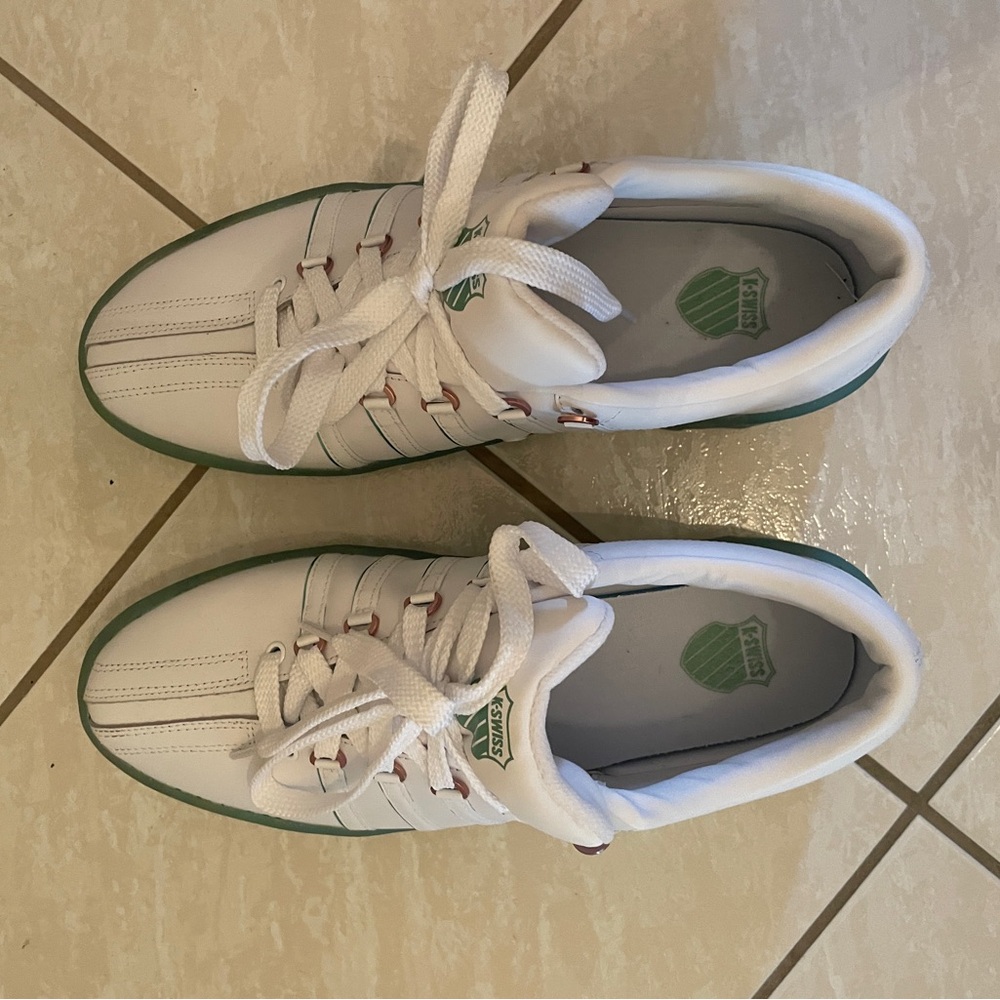 K-Swiss White and Green Sneakers - Picture 6 of 11